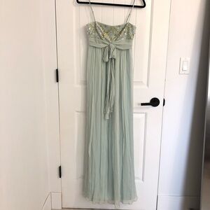 BCBGMAXAZRIA Woven Silk Dress in Light Mint